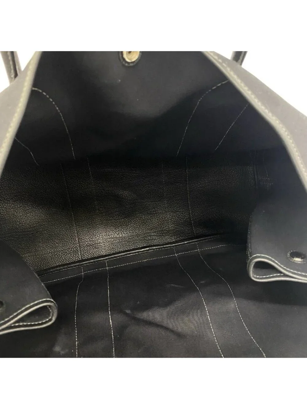 Hermes Garden Party GM Toile Officier Buffalo Leather Tote Bag Black